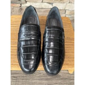 Rockport TruTech Perpetua Penny Loafer Shoes Women's SZ 6 Crocodile Black